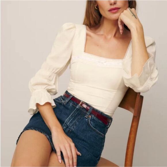 Reformation Amalie Top in Cream 12 - Picture 1 of 9